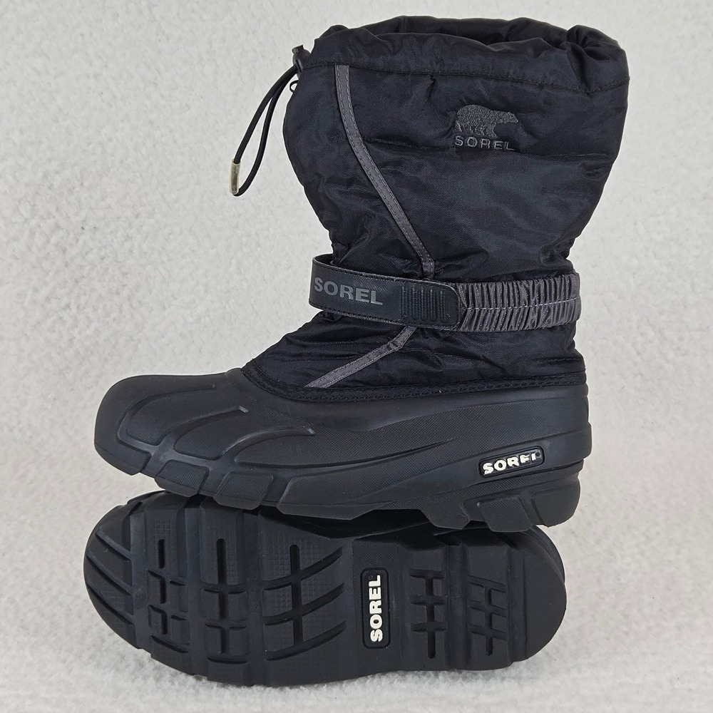 Sorel Kids Flurry Winter Snow Boots Size 6 Waterproof Insulated NY1885-016 Black